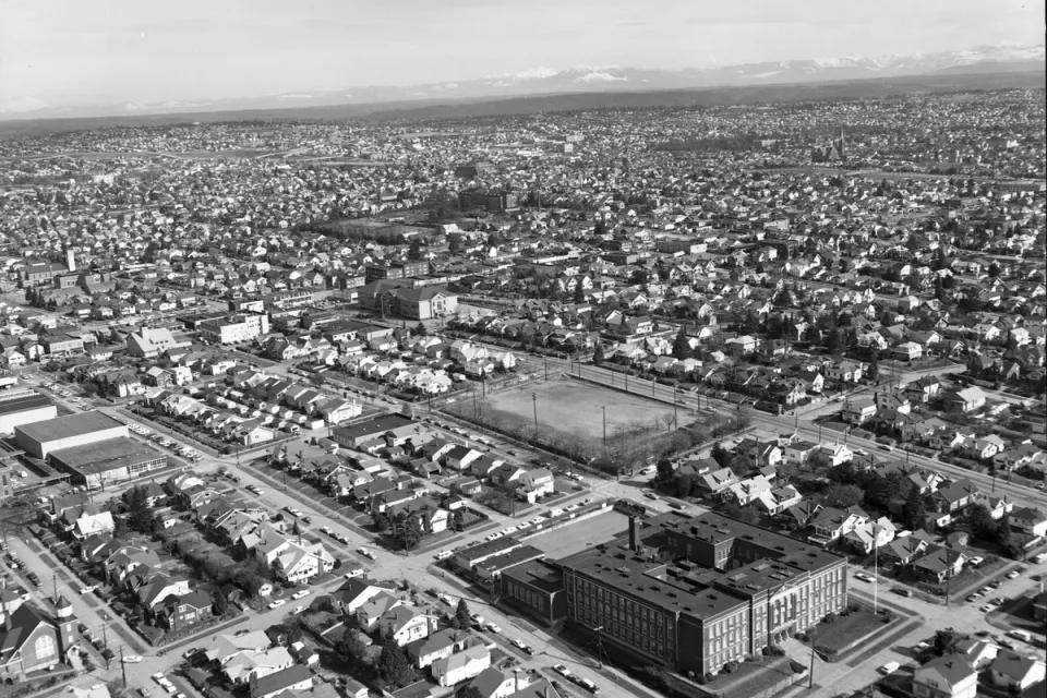 Aerial of Wallingford, Seattle circa 1969